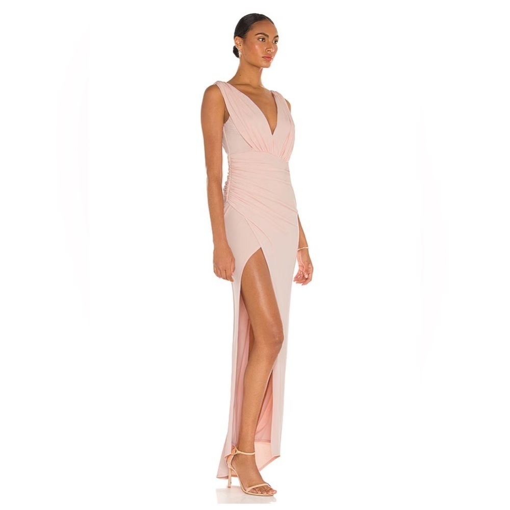 NWT Revolve Katie May Sugar Stick Maxi in Blush Sz S Soft Pink Asymmetrical Hem